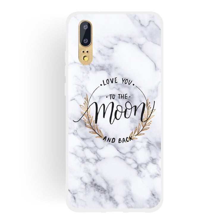 Moon Text Semi-transparent TPU Marble Phone Case for Huawei P20