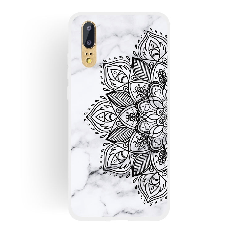 Half Flower Frosted Matte Semi-transparent TPU Marble Phone Case for Huawei P20