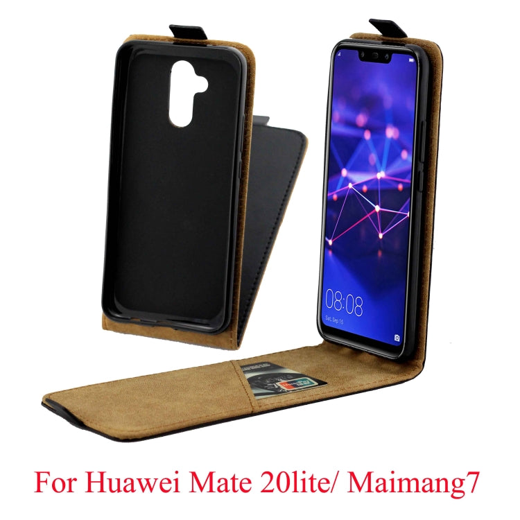 Business Style Vertical Flip TPU Leather Case  with Card Slot for Huawei Mate 20 Lite / Maimang 7(Black)