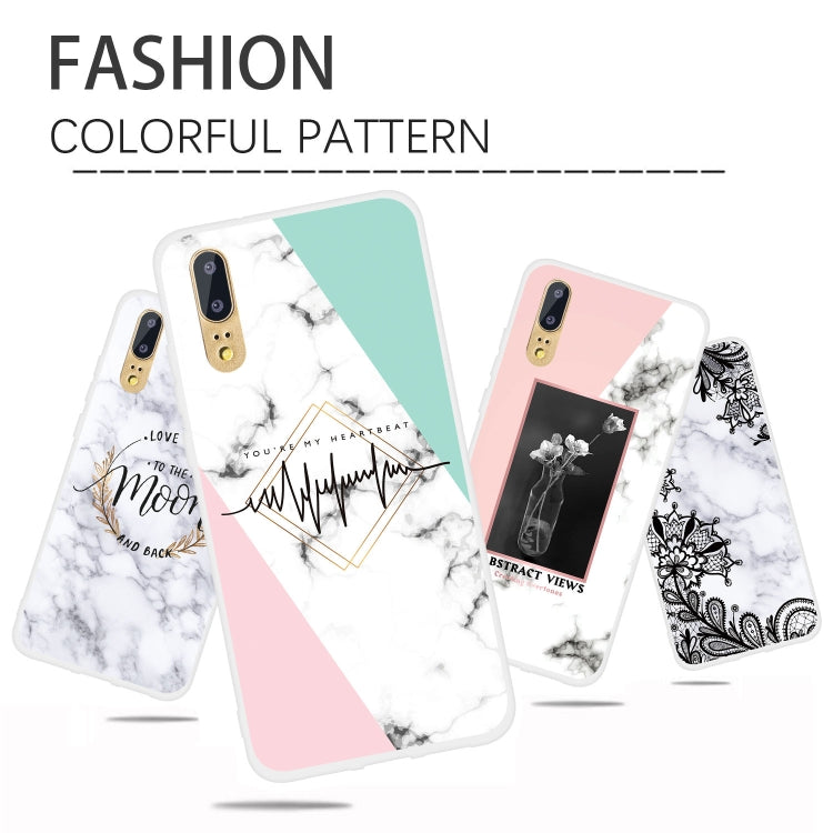 Moon Text Semi-transparent TPU Marble Phone Case for Huawei P20 Lite