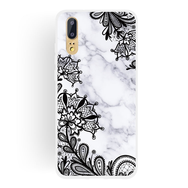 Lace Flower Matte Semi-transparent TPU Marble Mobile Phone Case for Huawei P20 Lite / Nova 3e
