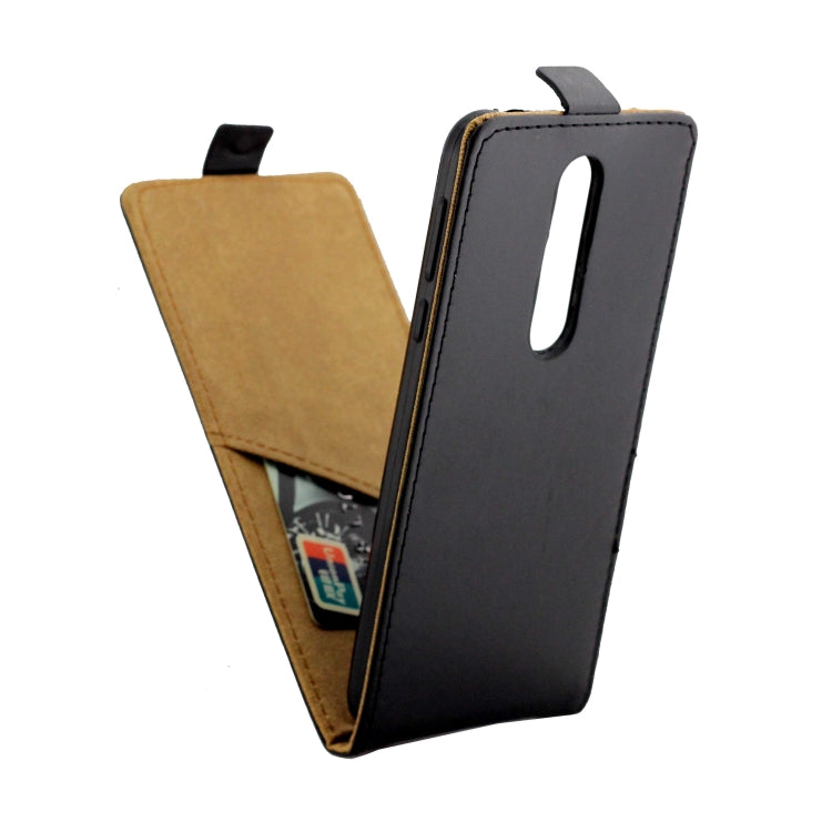Business Style Vertical Flip TPU Leather Case with Card Slot for Nokia 7.1(Black)