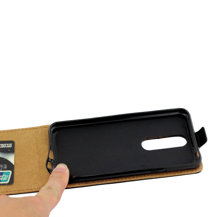 Business Style Vertical Flip TPU Leather Case with Card Slot for Nokia 7.1(Black)