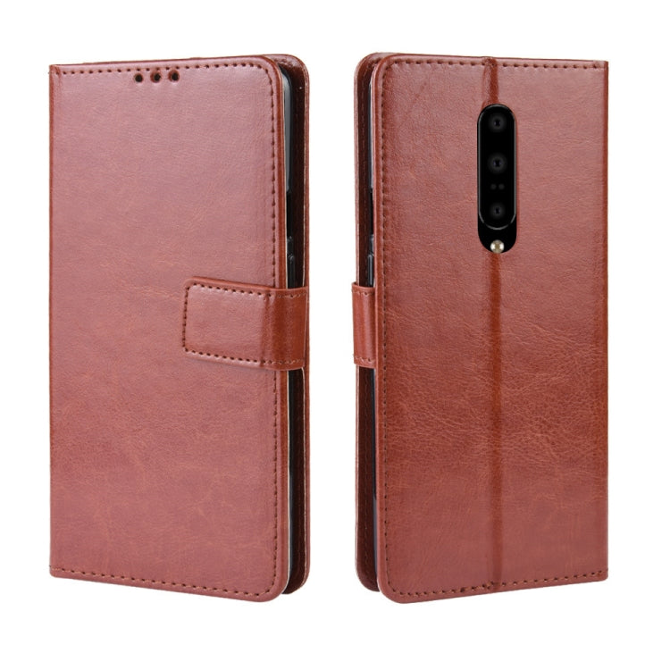Retro Crazy Horse Texture Horizontal Flip Leather Case for OnePlus 7 Pro, with Holder & Card Slots & Photo Frame