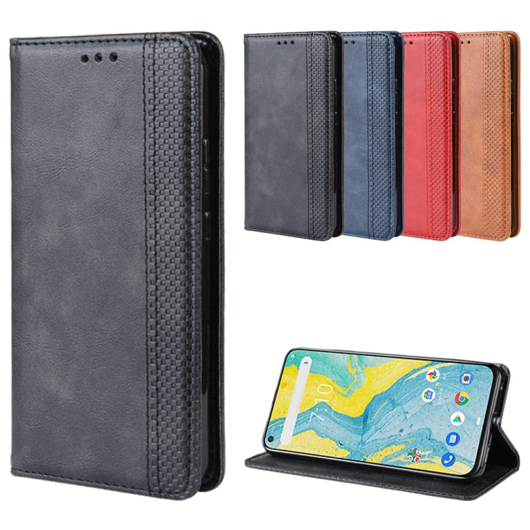 Magnetic Buckle Retro Crazy Horse Texture Horizontal Flip Leather Case for Nokia X71 / 8.1 Plus, with Holder & Card Slots & Photo Frame