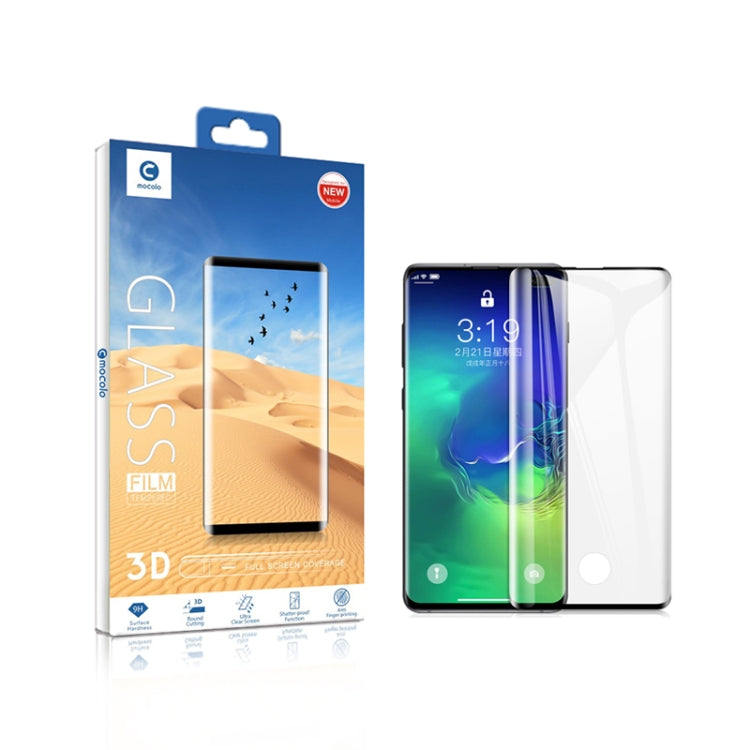 mocolo 0.33mm 9H 3D Round Edge Tempered Glass Film for Galaxy S10, Fingerprint Unlock Supported (Black)