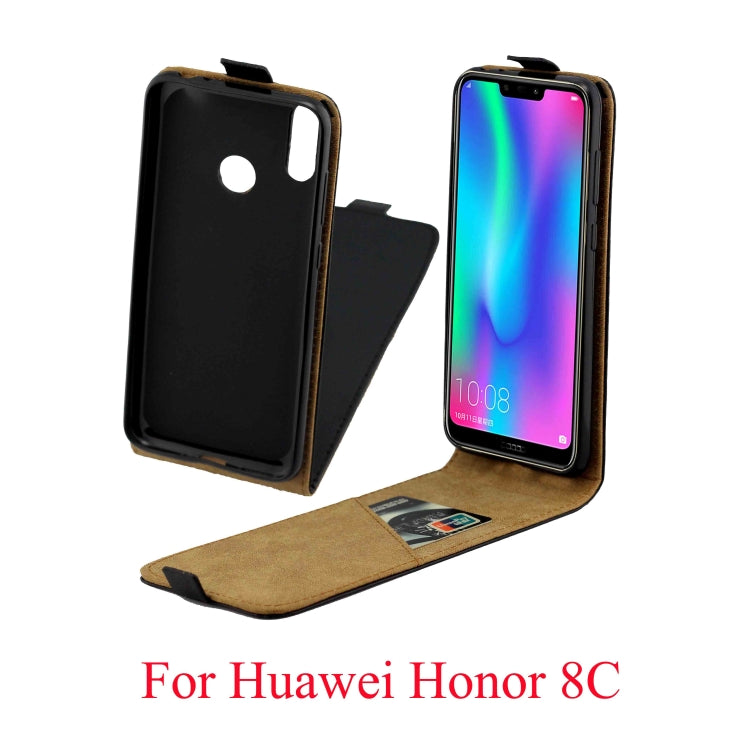 Business Style Vertical Flip TPU Leather Case  with Card Slot for Huawei Honor 8C(Black)