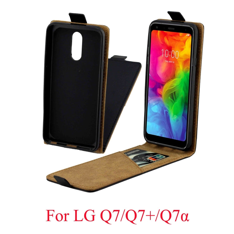Business Style Vertical Flip TPU Leather Case with Card Slot for LG Q7 / Q7+(Black)