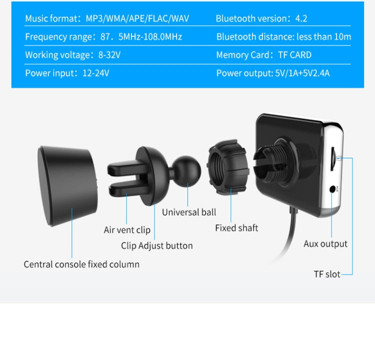 BC31 2.4 inch Large-screen Car Bluetooth Hands-free MP3 Bluetooth Cigarette Lighter Bluetooth FM Transmitter