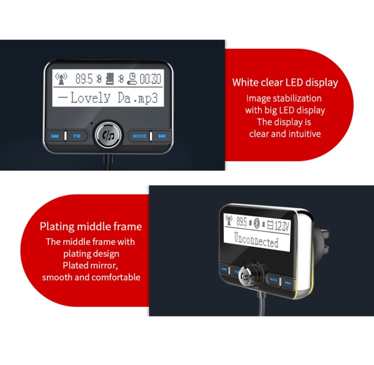 BC31 2.4 inch Large-screen Car Bluetooth Hands-free MP3 Bluetooth Cigarette Lighter Bluetooth FM Transmitter