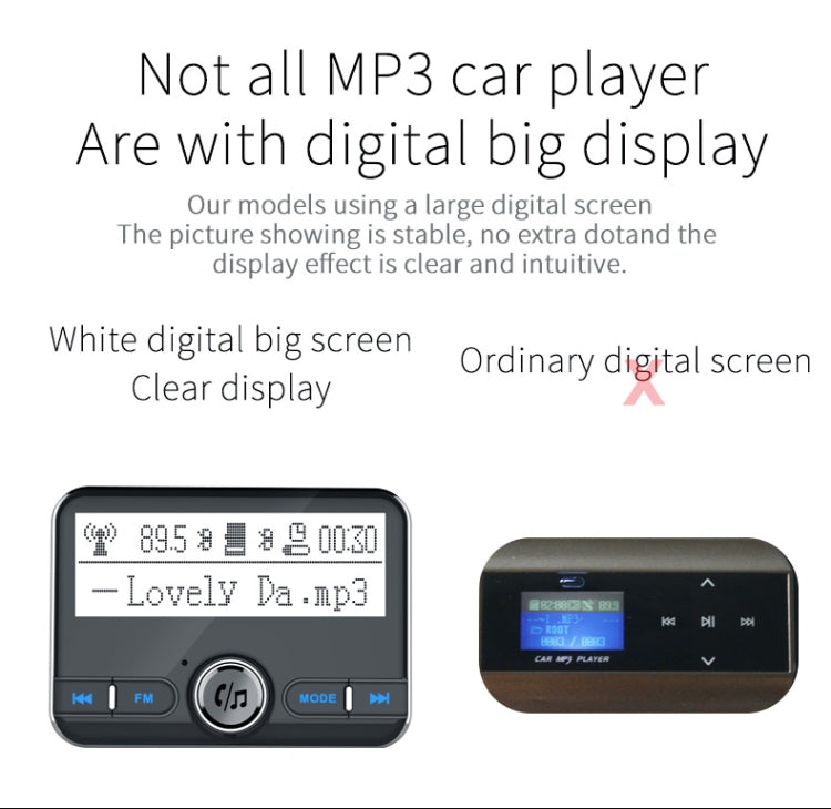 BC31 2.4 inch Large-screen Car Bluetooth Hands-free MP3 Bluetooth Cigarette Lighter Bluetooth FM Transmitter