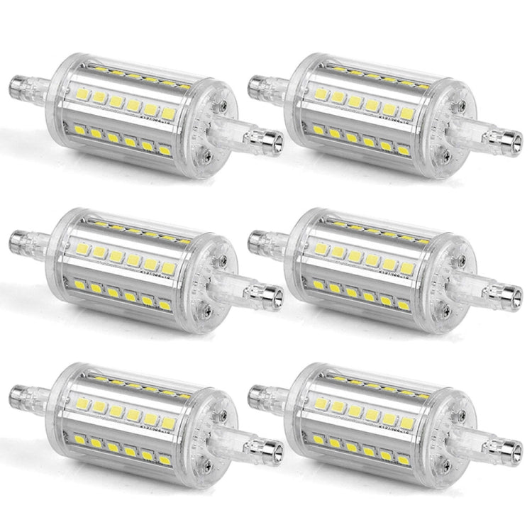 YouOKLight YK1494 6 PCS 5W R7S Base 2835 SMD 6000K White Light LED Light Bulb Double Ended Bulb Replacement, AC 85-265V