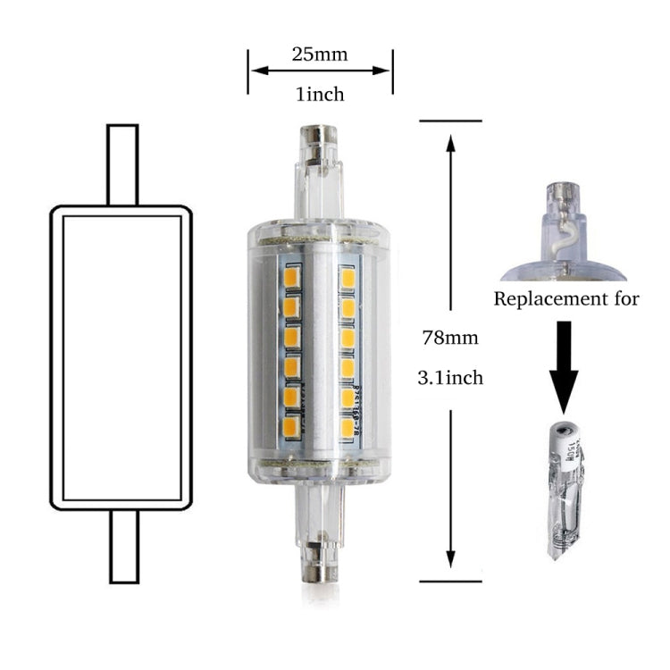 YouOKLight YK1494 6 PCS 5W R7S Base 2835 SMD 6000K White Light LED Light Bulb Double Ended Bulb Replacement, AC 85-265V