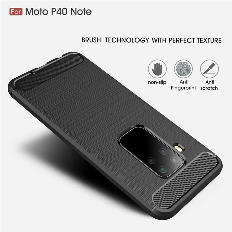 Brushed Texture Carbon Fiber TPU Case for Motorola MOTO P40 Note