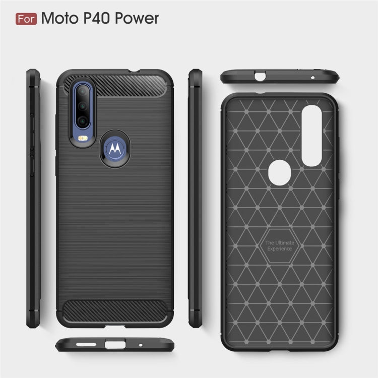 Brushed Texture Carbon Fiber TPU Case for Motorola MOTO P40 Power(Red)