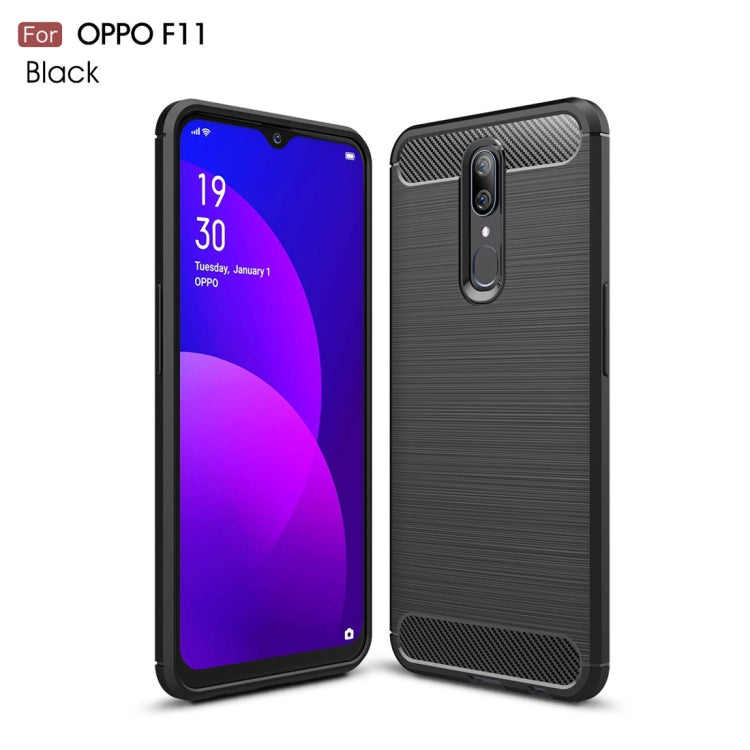 Brushed Texture Carbon Fiber TPU Case for OPPO F11(Black)