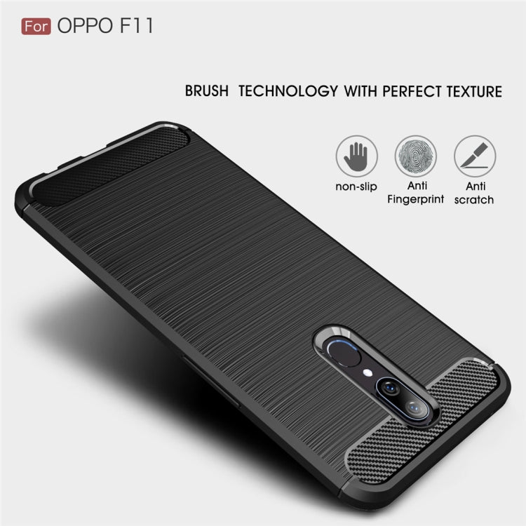 Brushed Texture Carbon Fiber TPU Case for OPPO F11(Black)