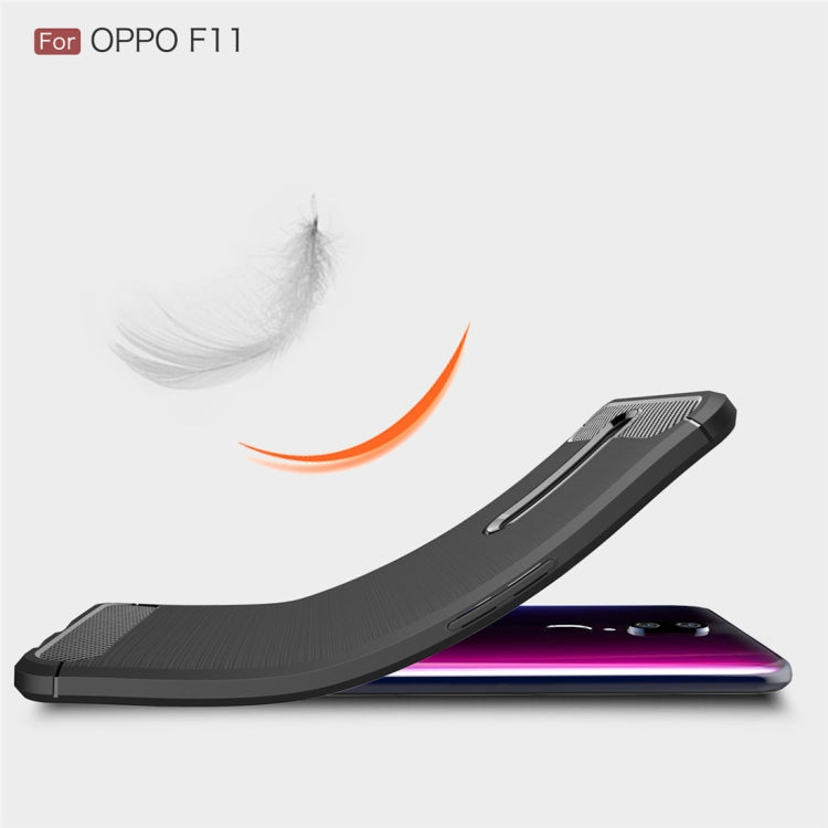 Brushed Texture Carbon Fiber TPU Case for OPPO F11(Black)