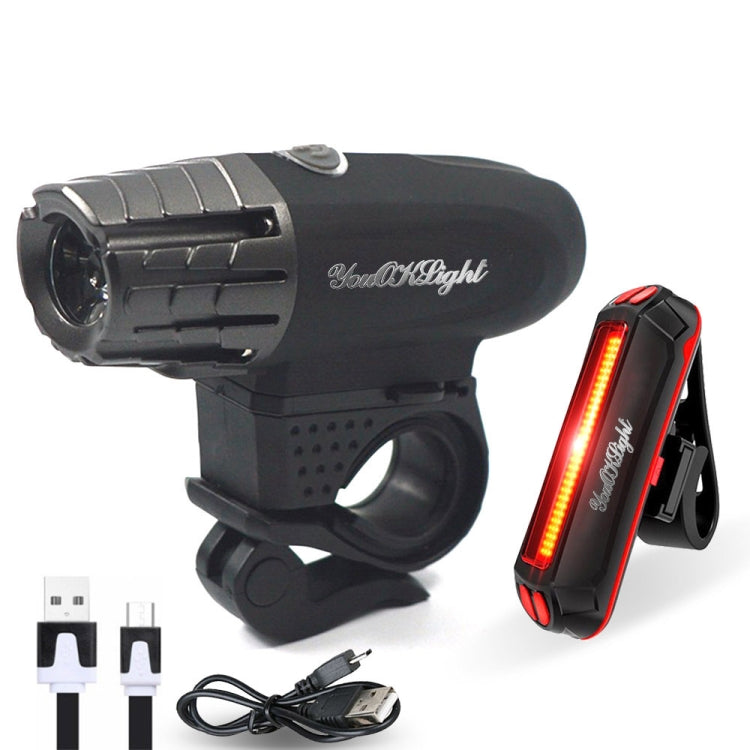 YouOKLight USB Rechargeable Bike Light Set, Super Bright Bike Headlight, Bike Front Lights and Back Safety Rear Flashlight, Easy Installation & IP65 Waterproof, for Kids Men Women Safe Cycling At Night