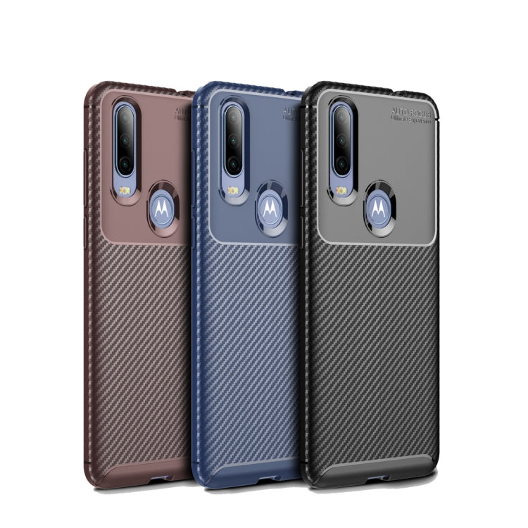 Beetle Series Carbon Fiber Texture Shockproof TPU Case for Motorola MOTO P40 Power