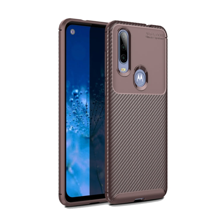 Beetle Series Carbon Fiber Texture Shockproof TPU Case for Motorola MOTO P40 Power