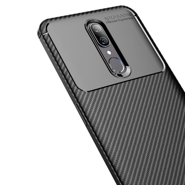 Beetle Series Carbon Fiber Texture Shockproof TPU Case for OPPO F11(Brown)