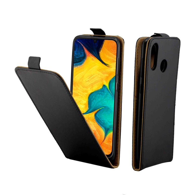 Business Style Vertical Flip TPU Leather Case  with Card Slot for Samsung Galaxy A30(black)