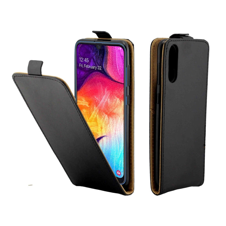 Business Style Vertical Flip TPU Leather Case  with Card Slot for Samsung Galaxy A50(black)