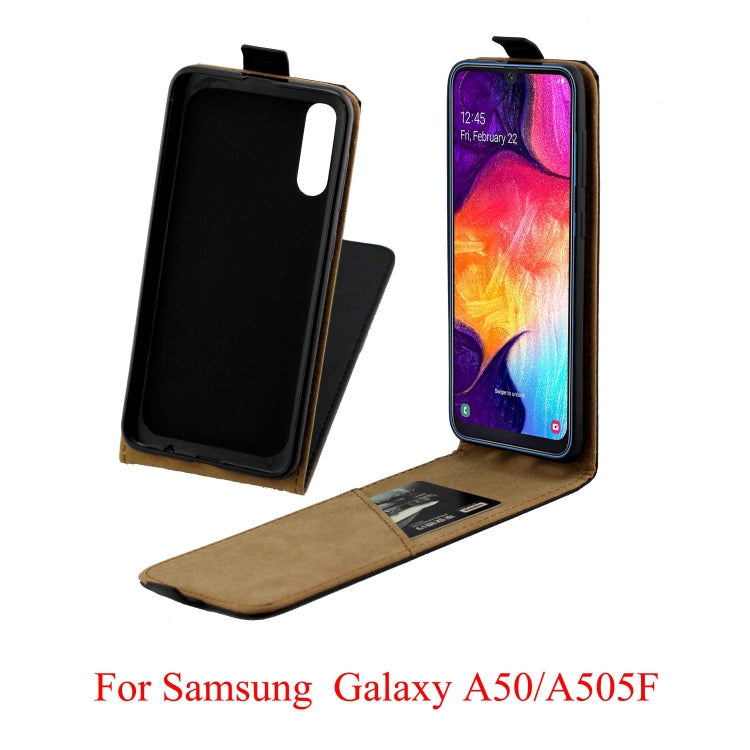 Business Style Vertical Flip TPU Leather Case  with Card Slot for Samsung Galaxy A50(black)