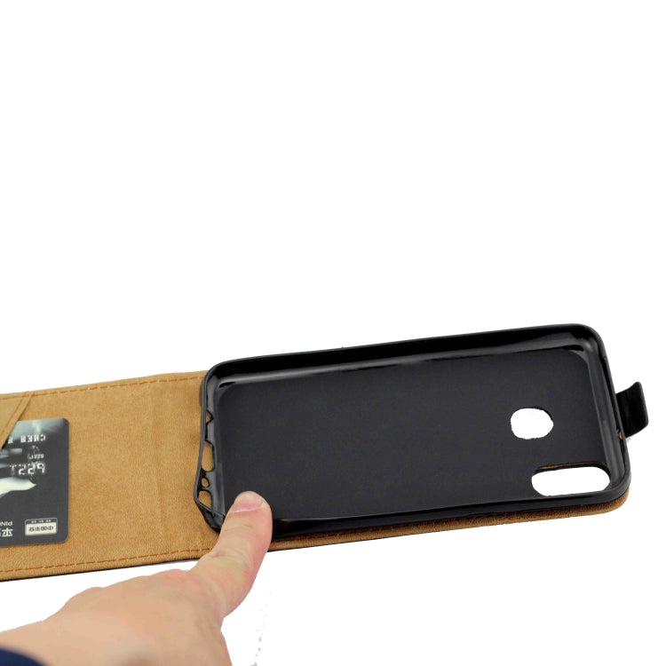 Business Style Vertical Flip TPU Leather Case  with Card Slot for Samsung Galaxy M20(black)