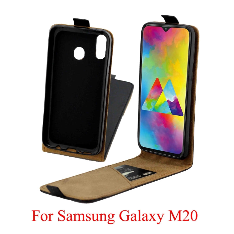 Business Style Vertical Flip TPU Leather Case  with Card Slot for Samsung Galaxy M20(black)