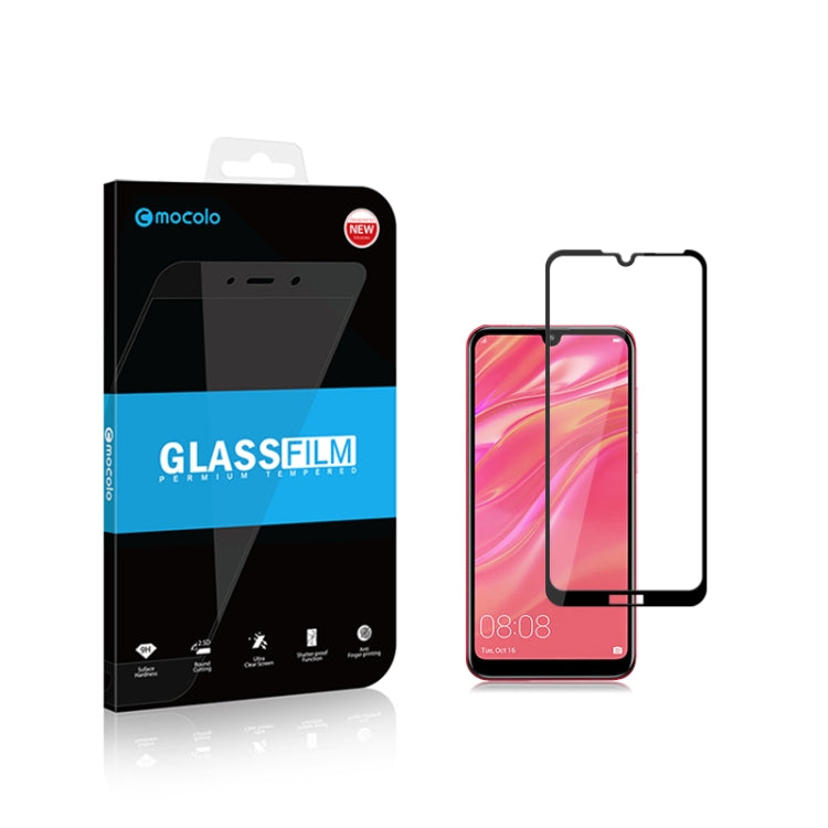 mocolo 0.33mm 9H 2.5D Silk Print Tempered Glass Film for Huawei Y7 2019 / Enjoy 9(Black)