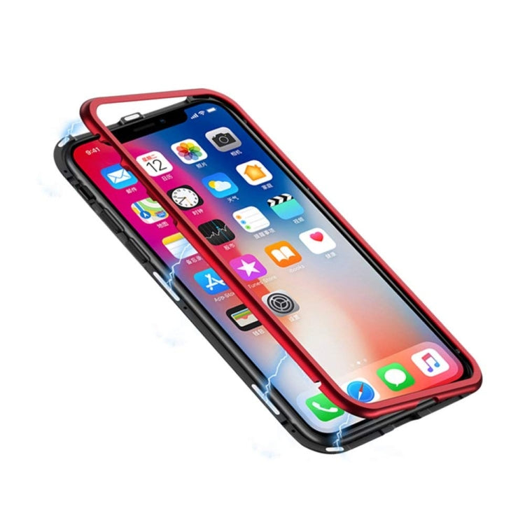 For iPhone X / XS Mocolo Magnetic Metal Frame Tempered Glass Case(Red)