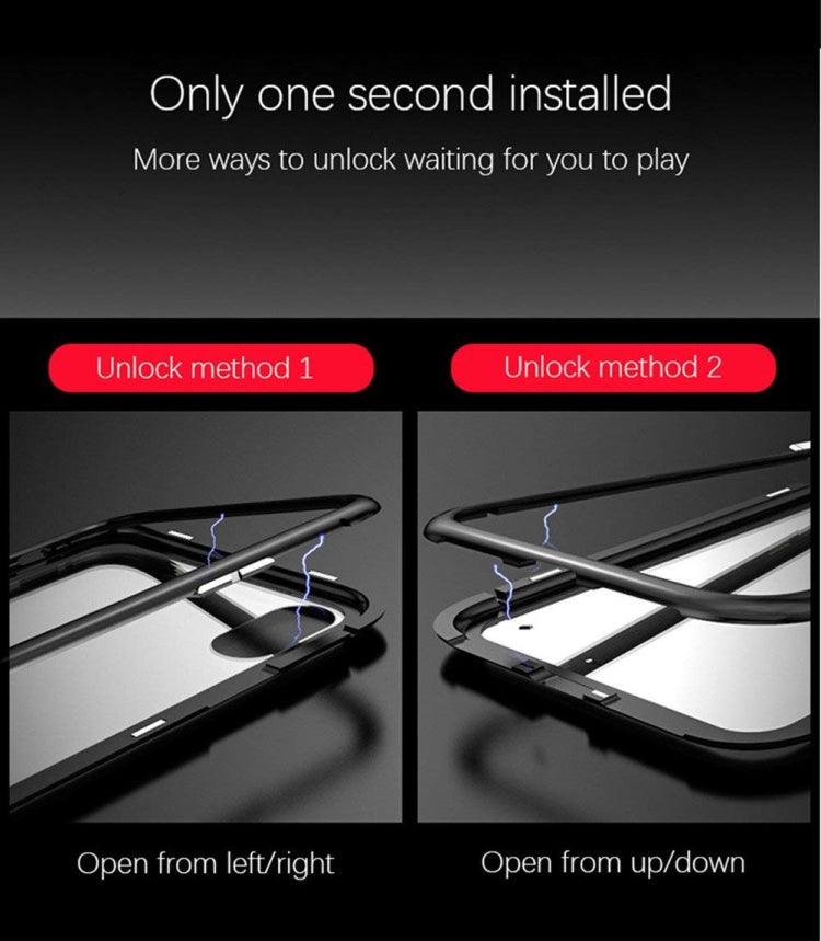 For iPhone X / XS Mocolo Magnetic Metal Frame Tempered Glass Case(Red)