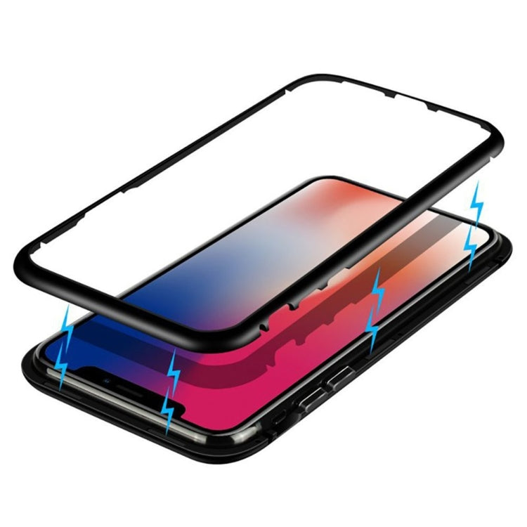 For iPhone X / XS Mocolo Magnetic Metal Frame Tempered Glass Case(Red)