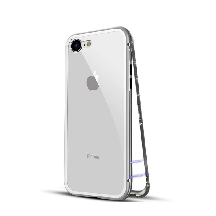 For iPhone SE 2022 / SE 2020 / 8 / 7 Mocolo Magnetic Metal Frame Tempered Glass Case(Silver)