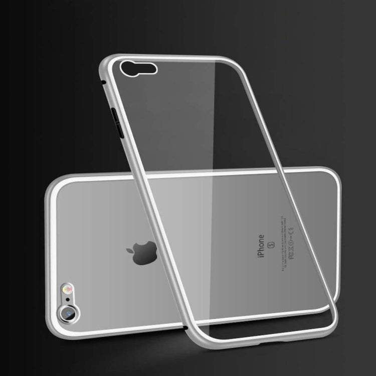 For iPhone SE 2022 / SE 2020 / 8 / 7 Mocolo Magnetic Metal Frame Tempered Glass Case(Silver)