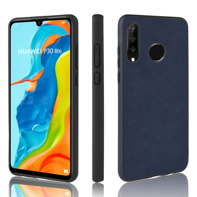 Shockproof Sheep Skin PC + PU + TPU Case for Huawei P30 Lite/Nova 4e(Blue)