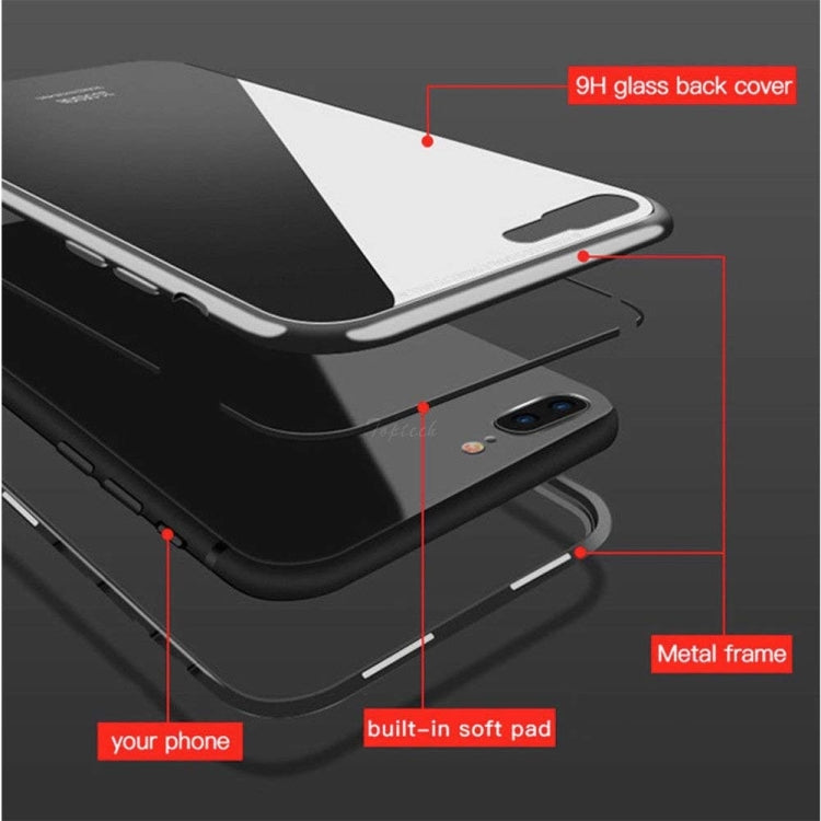 mocolo Magnetic Metal Frame Tempered Glass Case for iPhone 8 Plus / 7 Plus