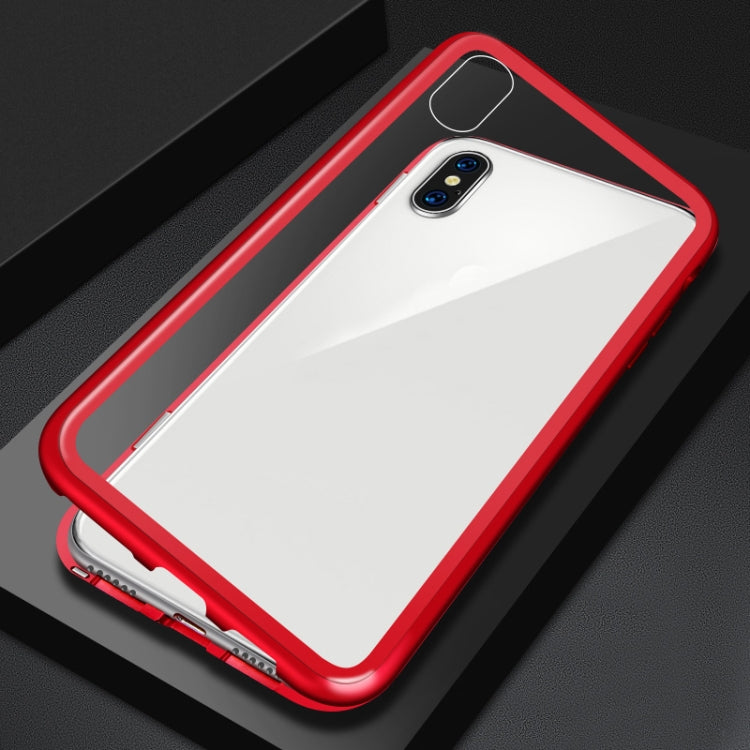 For iPhone XS Max Mocolo Magnetic Metal Frame Tempered Glass Case(Red)