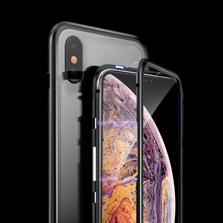 For iPhone XS Max Mocolo Magnetic Metal Frame Tempered Glass Case(Red)