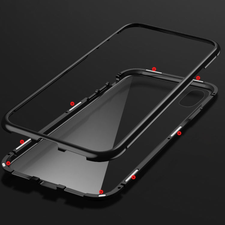 For iPhone XS Max Mocolo Magnetic Metal Frame Tempered Glass Case(Red)