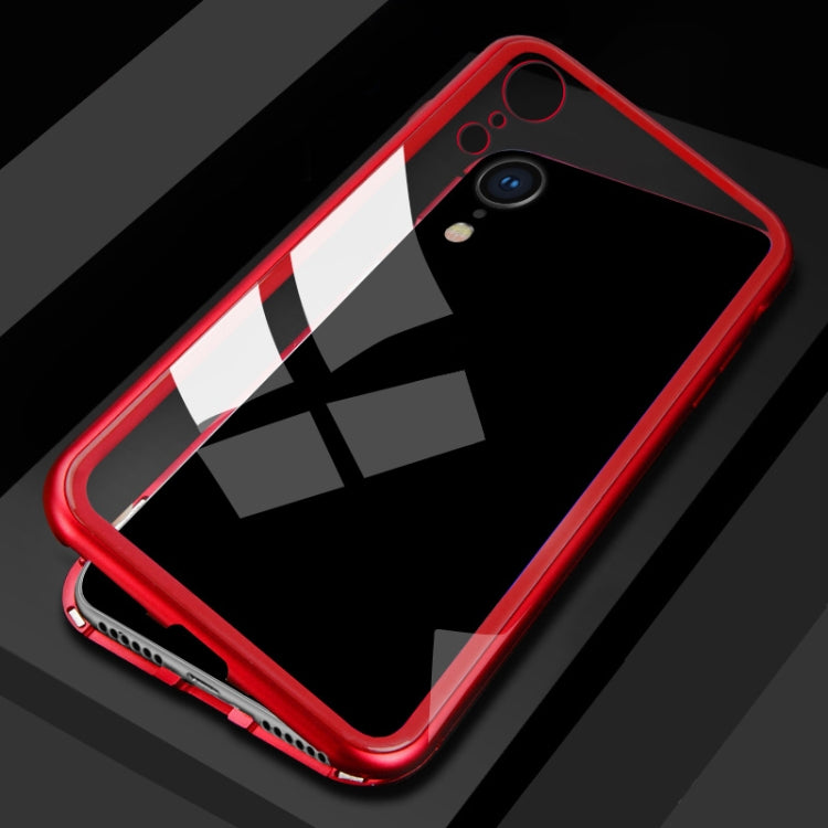For iPhone XR Mocolo Magnetic Metal Frame Tempered Glass Case(Red)