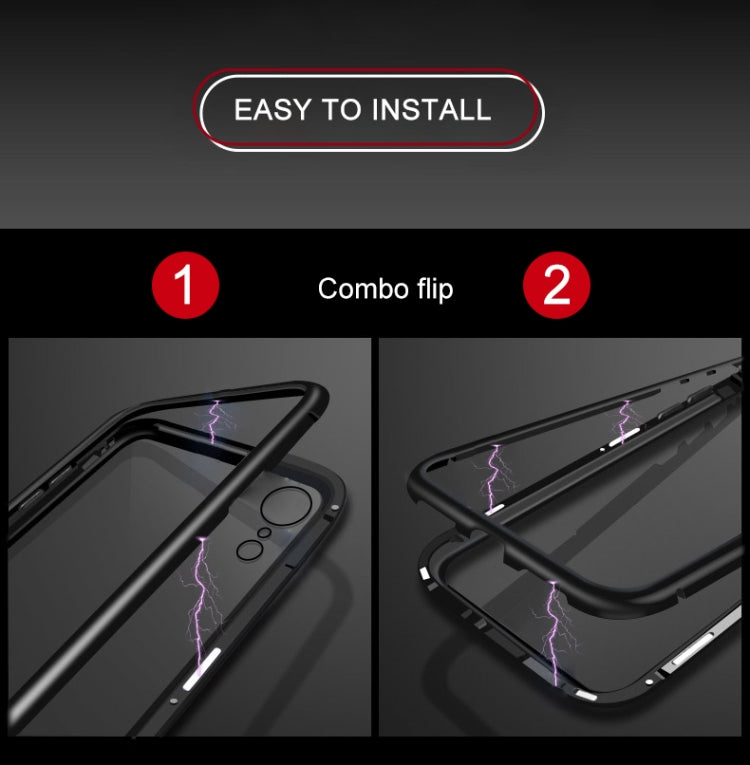 For iPhone XR Mocolo Magnetic Metal Frame Tempered Glass Case(Red)
