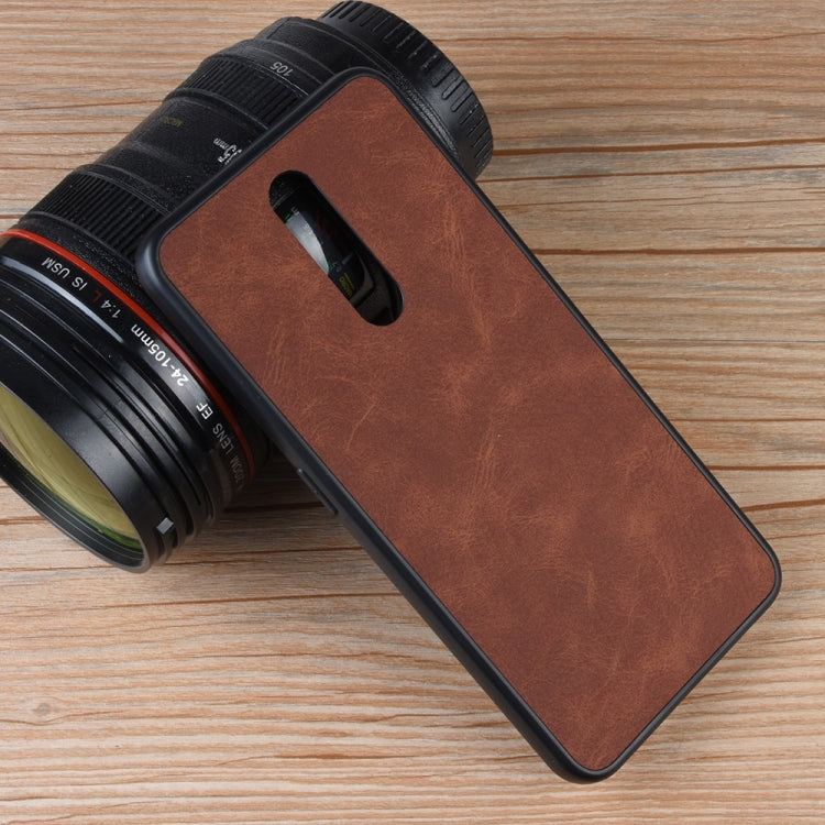 Shockproof Sheep Skin PC + PU + TPU Case for OPPO F11(Brown)