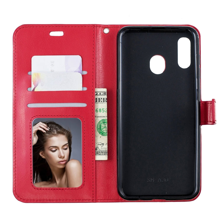 Crazy Horse Texture Horizontal Flip Leather Case with Holder & Card Slots & Wallet & Photo Frame for Galaxy A30