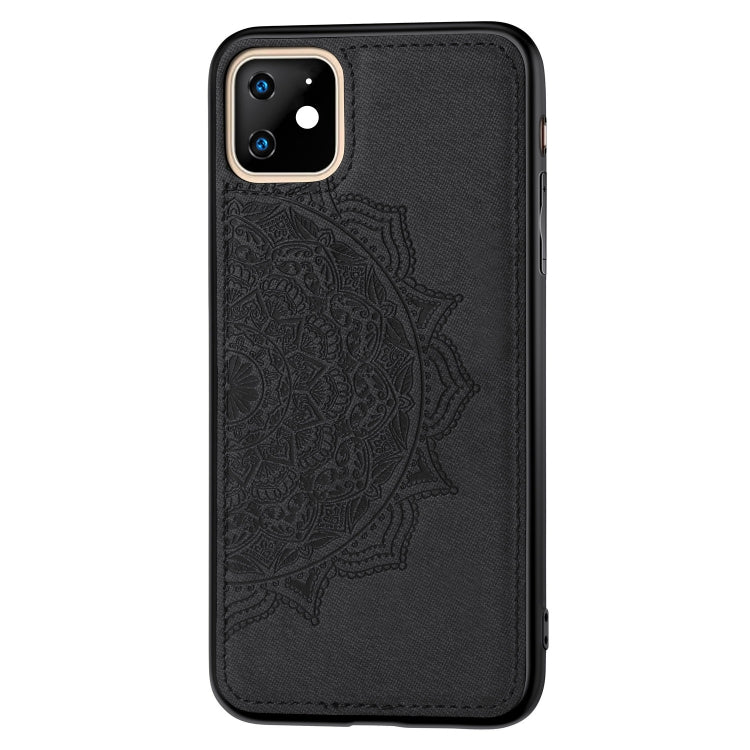 For iPhone 11 Embossed Mandala pattern PC + TPU + Fabric Phone Case, with Lanyard & Magnetic