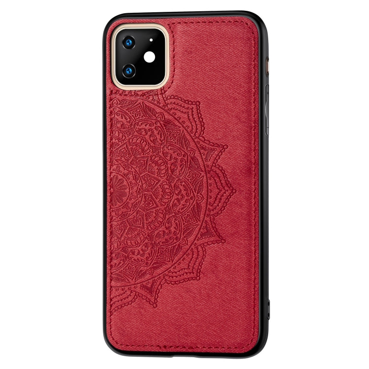 For iPhone 11 Embossed Mandala pattern PC + TPU + Fabric Phone Case, with Lanyard & Magnetic