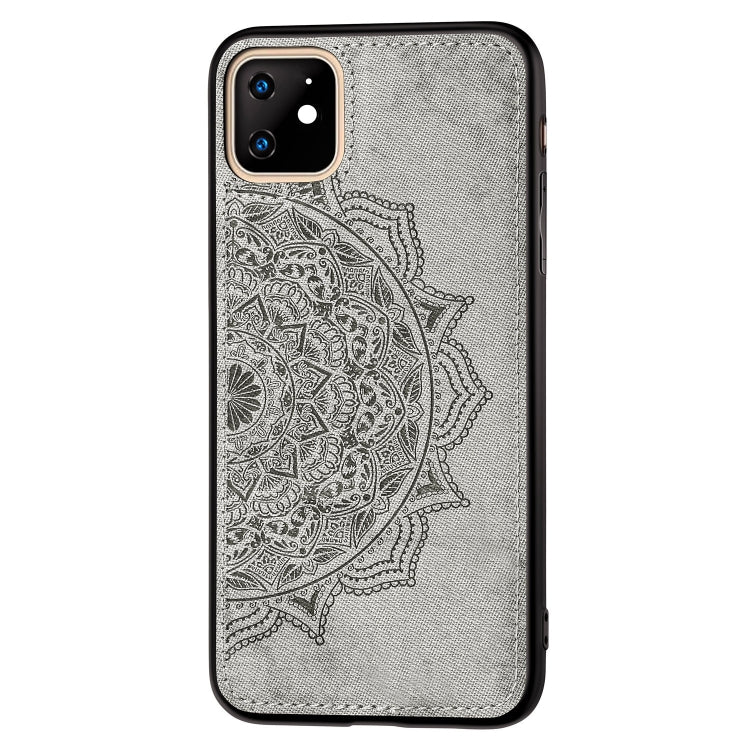 For iPhone 11 Embossed Mandala pattern PC + TPU + Fabric Phone Case, with Lanyard & Magnetic