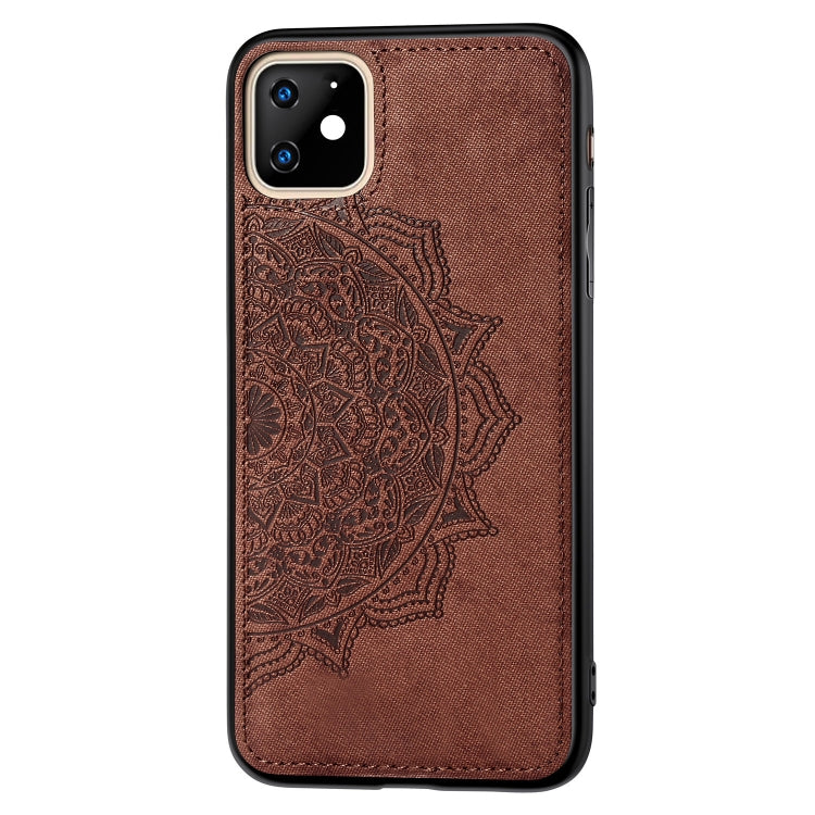 For iPhone 11 Embossed Mandala pattern PC + TPU + Fabric Phone Case, with Lanyard & Magnetic